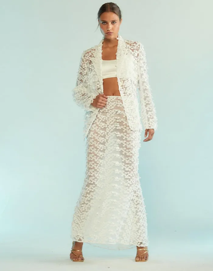 3d Embroidered Tulle Skirt 8211 White Women Cynthia Rowley Bottoms