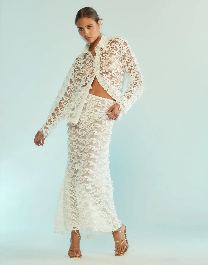 3d Embroidered Tulle Skirt 8211 White Women Cynthia Rowley Bottoms