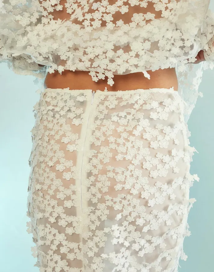 3d Embroidered Tulle Skirt 8211 White Women Cynthia Rowley Bottoms
