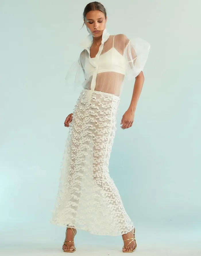 3d Embroidered Tulle Skirt 8211 White Women Cynthia Rowley Bottoms