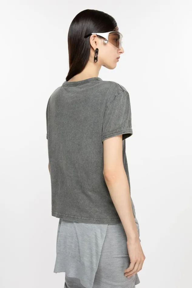 Acne Studios Blurred Logo Tshirt 8211 Fitted Unisex Fit Faded Grey Woman Tshirts