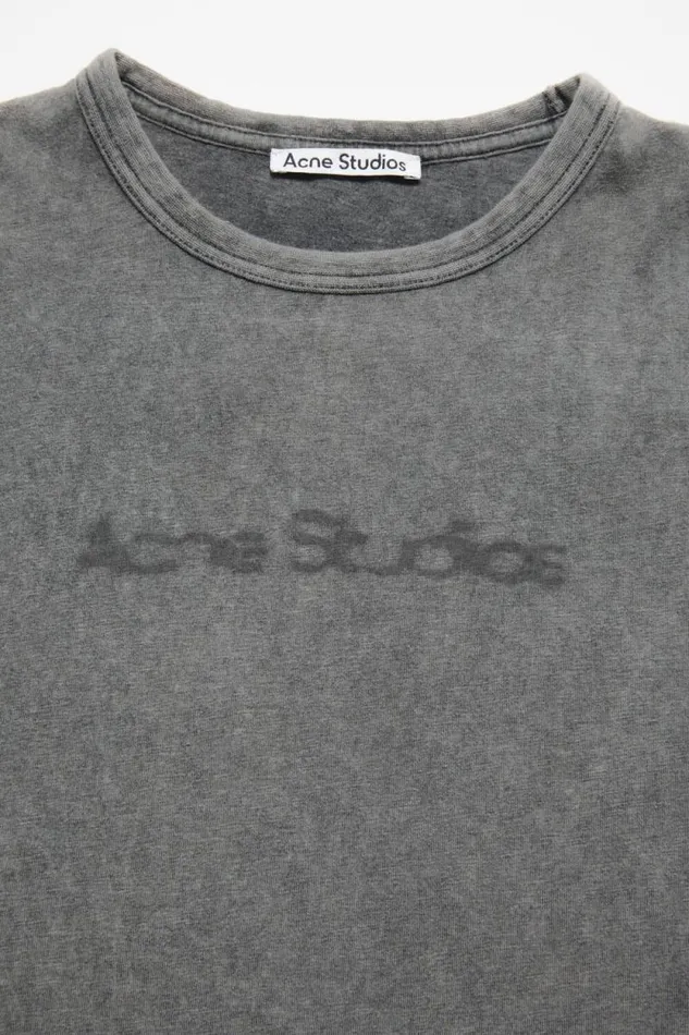 Acne Studios Blurred Logo Tshirt 8211 Fitted Unisex Fit Faded Grey Woman Tshirts
