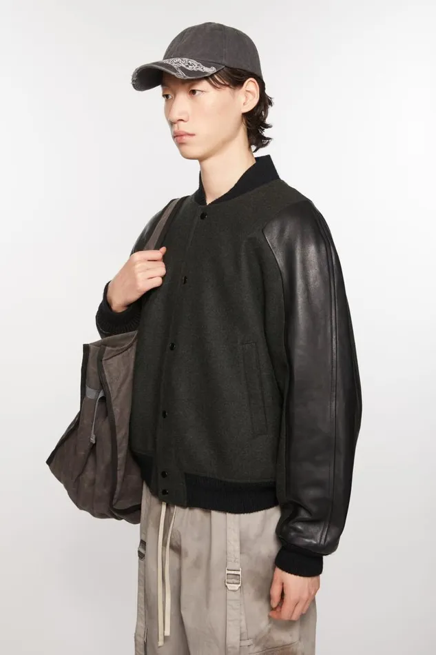 Acne Studios Bomber Jacket Dark Grey Melange Man Outerwear