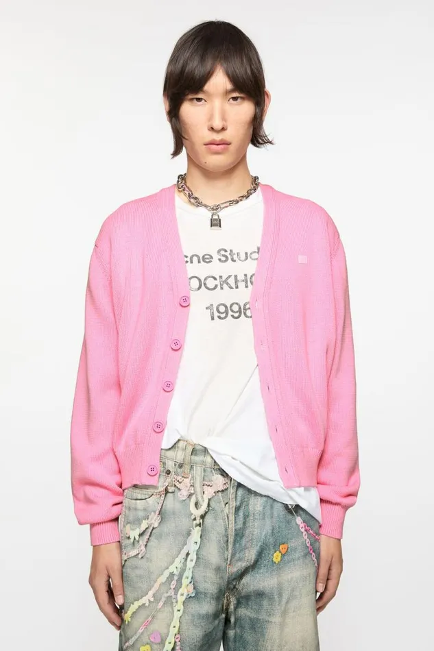 Acne Studios Cardigan Vneckline Cameo Pink Man Knitwear