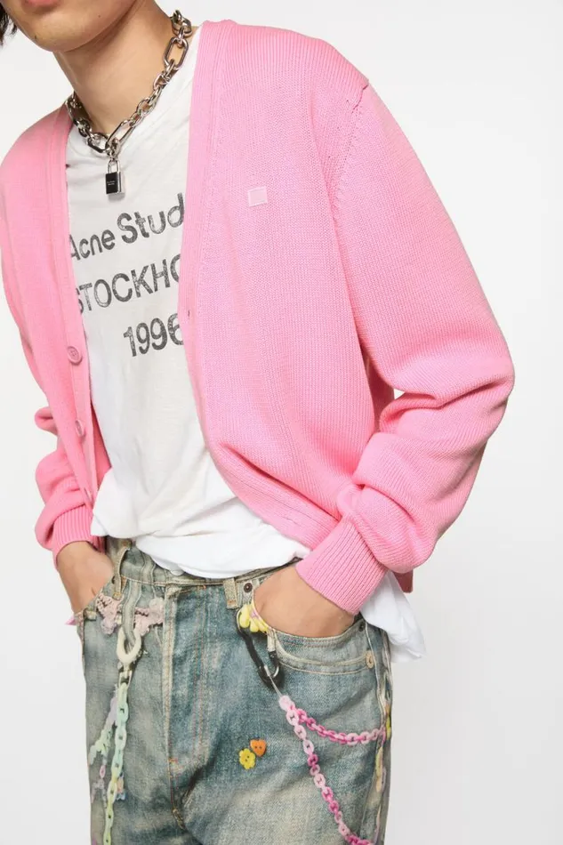 Acne Studios Cardigan Vneckline Cameo Pink Man Knitwear