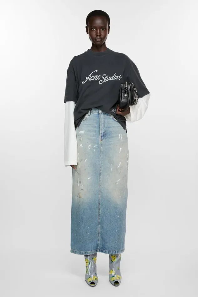 Acne Studios Denim Skirt Light Blue Woman Skirts