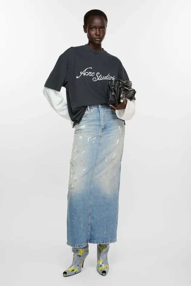 Acne Studios Denim Skirt Light Blue Woman Skirts