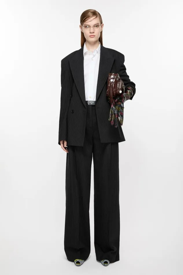 Acne Studios Doublebreasted Pinstripe Jacket Black Woman Suit Jackets