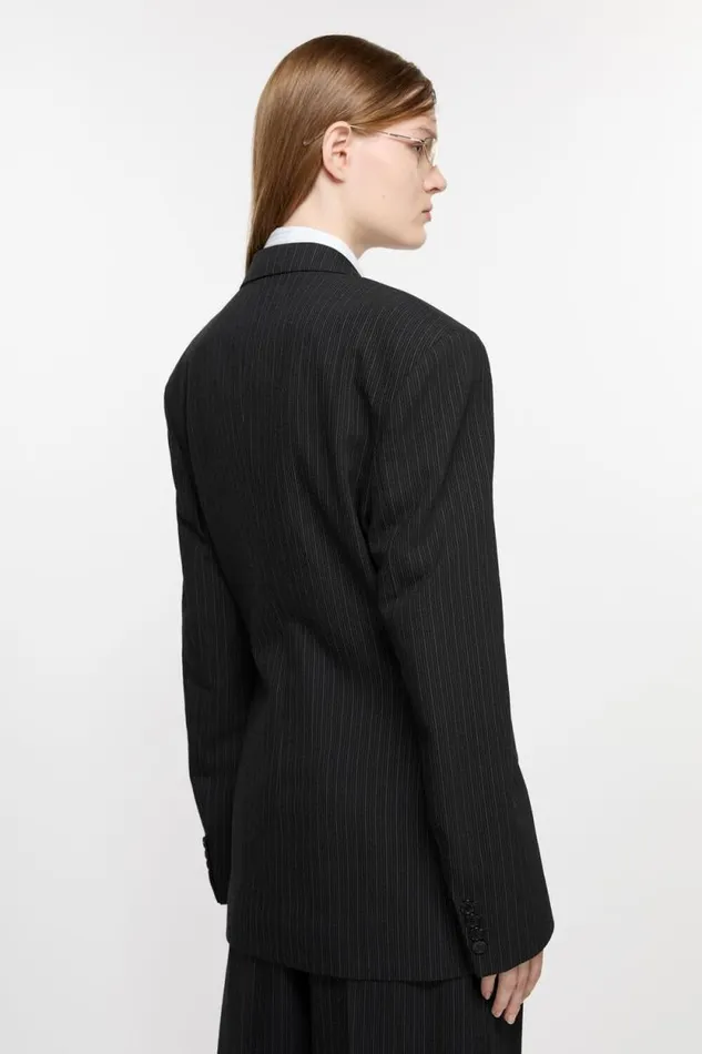 Acne Studios Doublebreasted Pinstripe Jacket Black Woman Suit Jackets