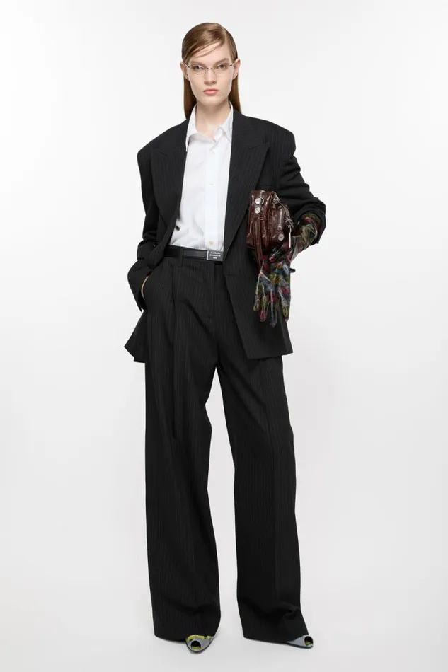 Acne Studios Doublebreasted Pinstripe Jacket Black Woman Suit Jackets
