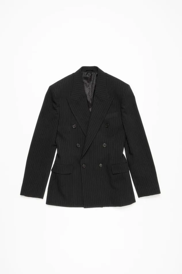 Acne Studios Doublebreasted Pinstripe Jacket Black Woman Suit Jackets
