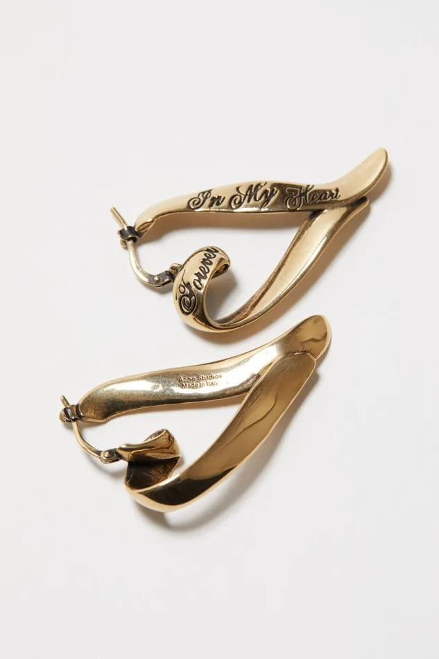 Acne Studios Heart Hoops Antique Gold Man Jewellery