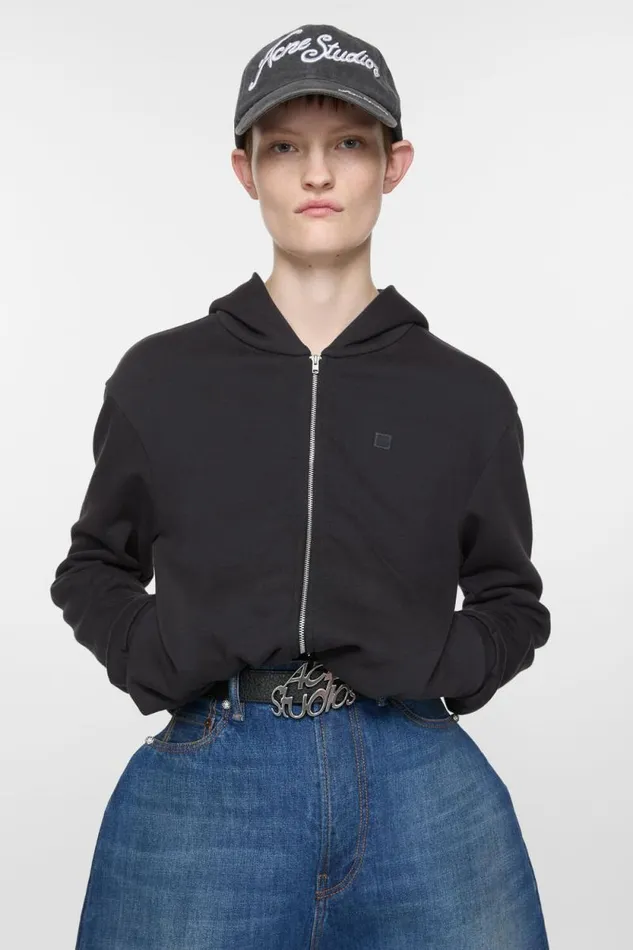 Acne Studios Hooded Zipper Sweater Black Woman Sweatshirts