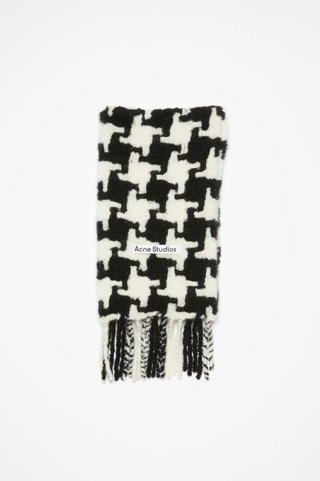 Acne Studios Houndstooth Scarf Whiteblack Woman Scarves