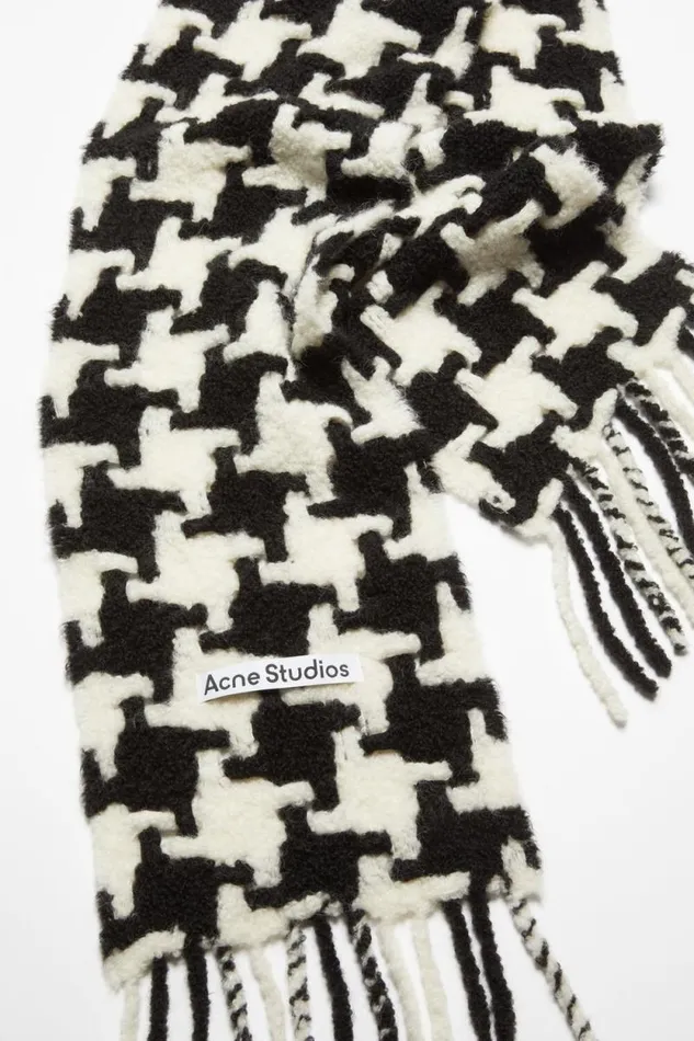 Acne Studios Houndstooth Scarf Whiteblack Woman Scarves