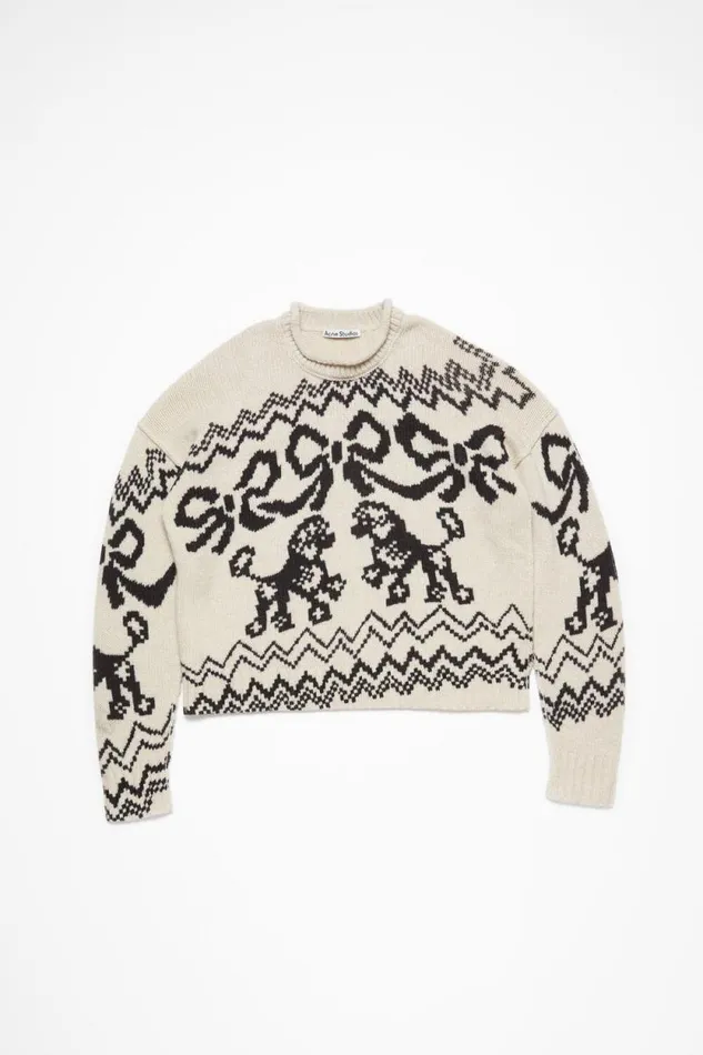 Acne Studios Jacquard Sweater Whiteblack Woman Knitwear