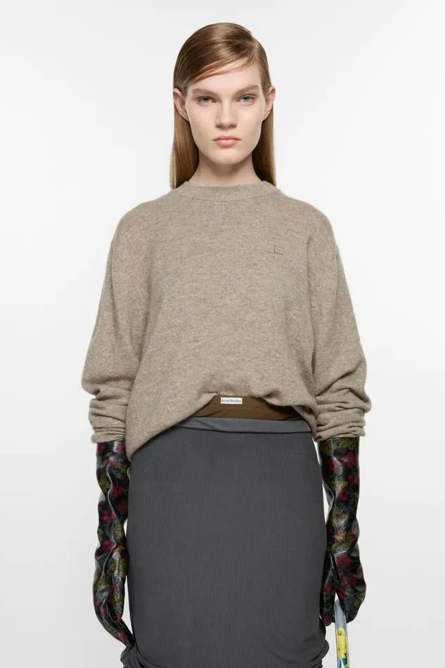 Acne Studios Jumper Yak Wool Greige Melange Woman Knitwear