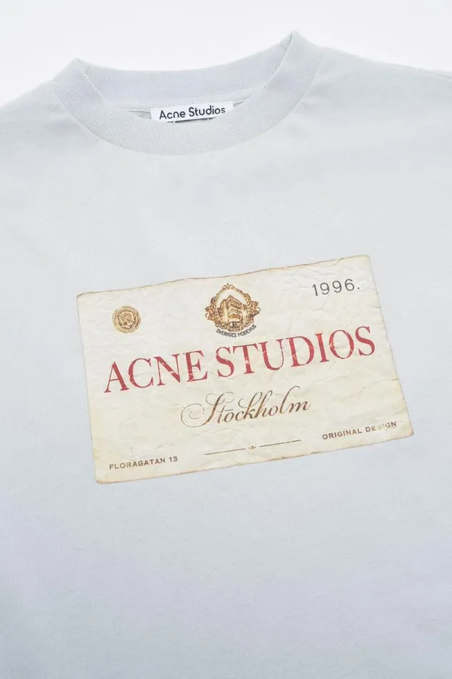 Acne Studios Layered Print Tshirt Light Grey Woman Tshirts