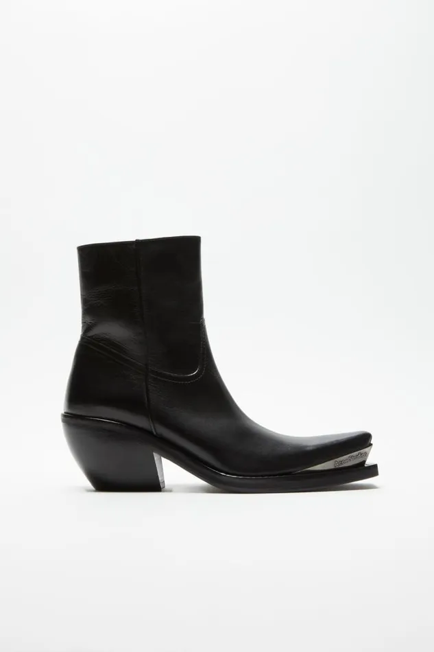 Acne Studios Leather Ankle Boots Black Woman Shoes