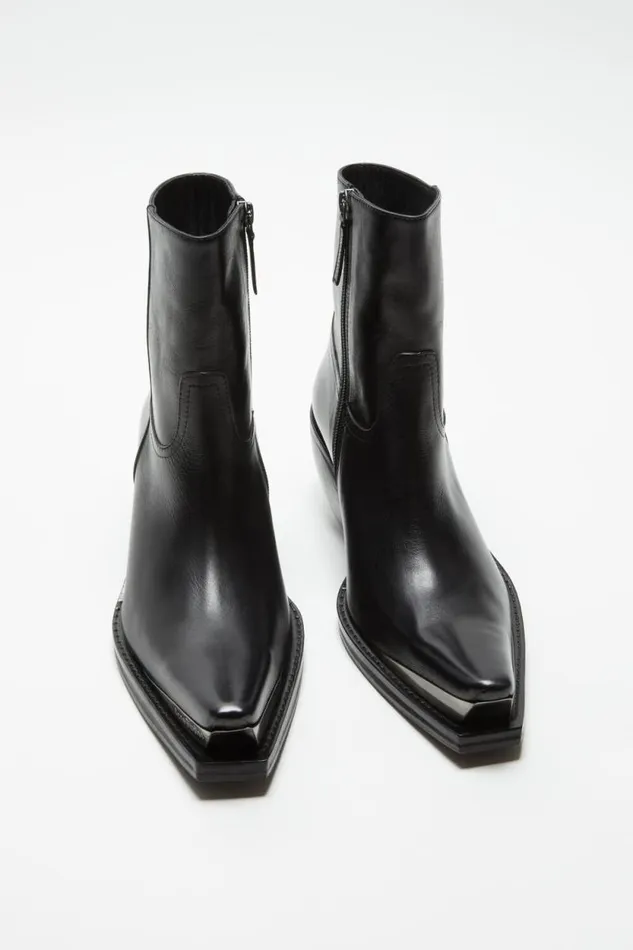 Acne Studios Leather Ankle Boots Black Woman Shoes