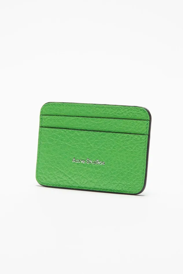 Acne Studios Leather Card Holder Green Man Small Leather Goods