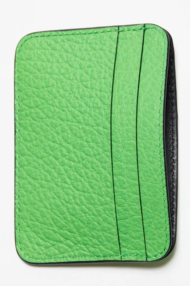 Acne Studios Leather Card Holder Green Man Small Leather Goods
