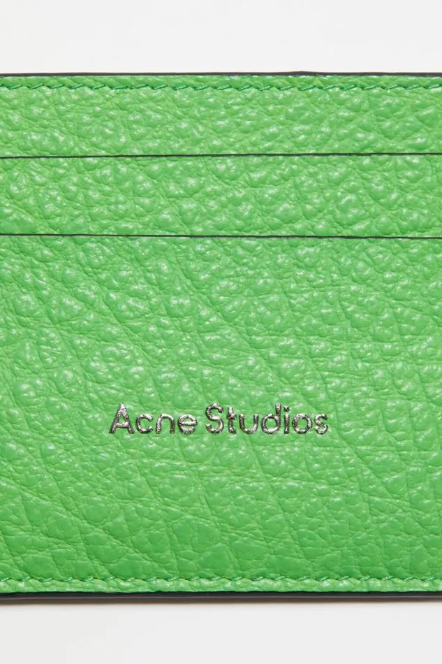 Acne Studios Leather Card Holder Green Man Small Leather Goods