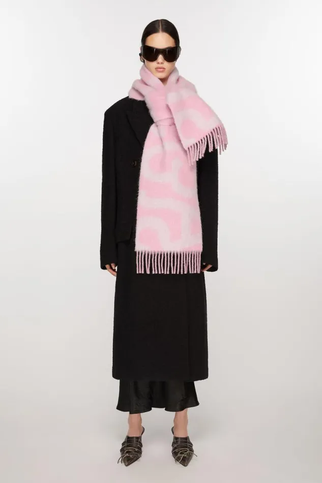 Acne Studios Logo Scarf Pink Woman Scarves