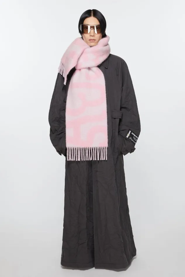 Acne Studios Logo Scarf Pink Woman Scarves