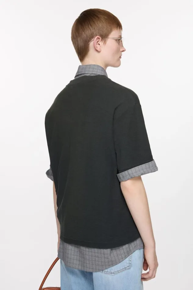 Acne Studios Logo Tshirt 8211 Relaxed Fit Faded Black Woman Tshirts