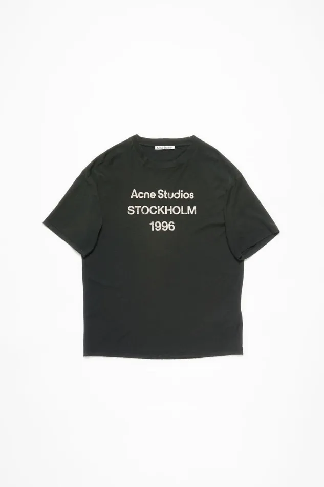 Acne Studios Logo Tshirt 8211 Relaxed Fit Faded Black Woman Tshirts