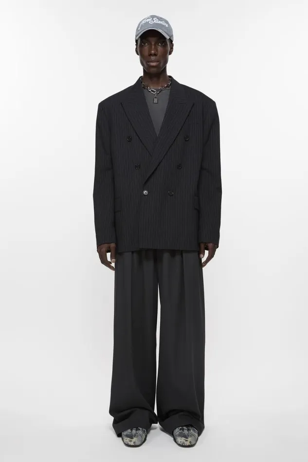 Acne Studios Logo Tape Trousers Charcoal Grey Man Trousers