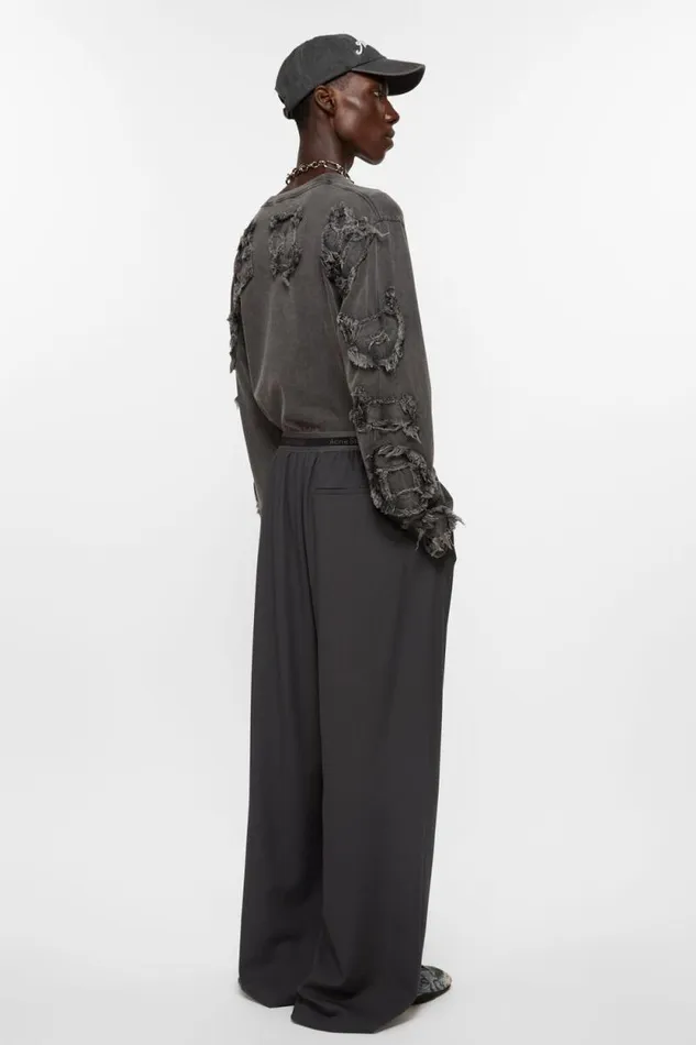 Acne Studios Logo Tape Trousers Charcoal Grey Man Trousers