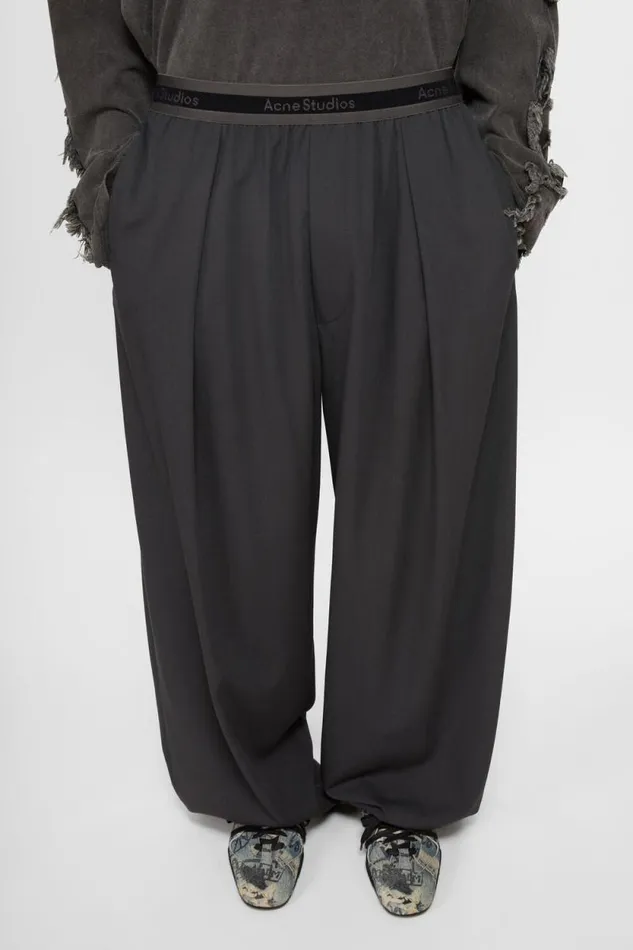 Acne Studios Logo Tape Trousers Charcoal Grey Man Trousers