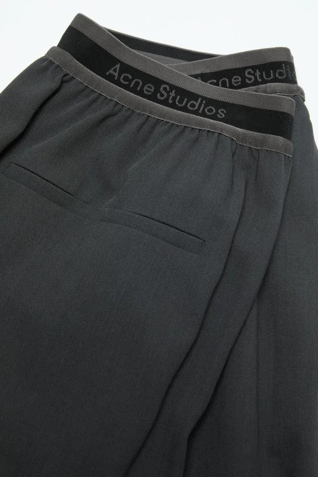 Acne Studios Logo Tape Trousers Charcoal Grey Man Trousers
