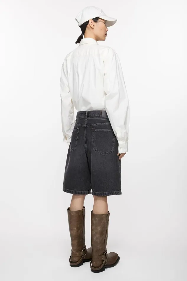 Acne Studios Loose Fit Denim Shorts Black Woman Shorts
