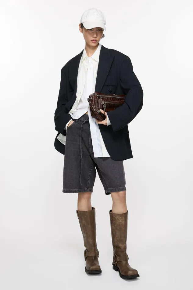 Acne Studios Loose Fit Denim Shorts Black Woman Shorts