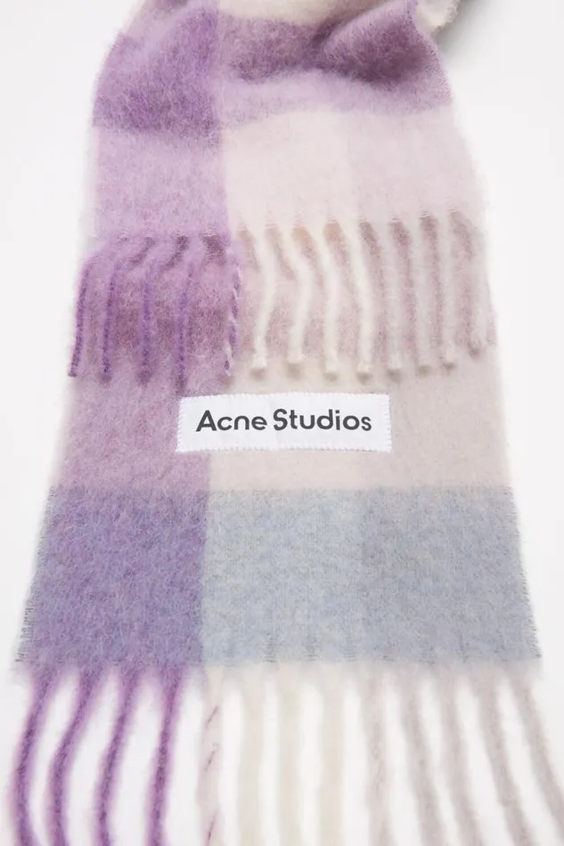 Acne Studios Mohair Checked Scarf Lilacwhite Woman Scarves