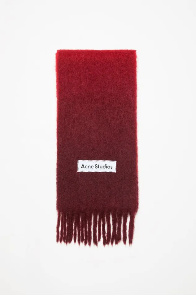 Acne Studios Mohair Dip Dye Scarf Red Man Scarves