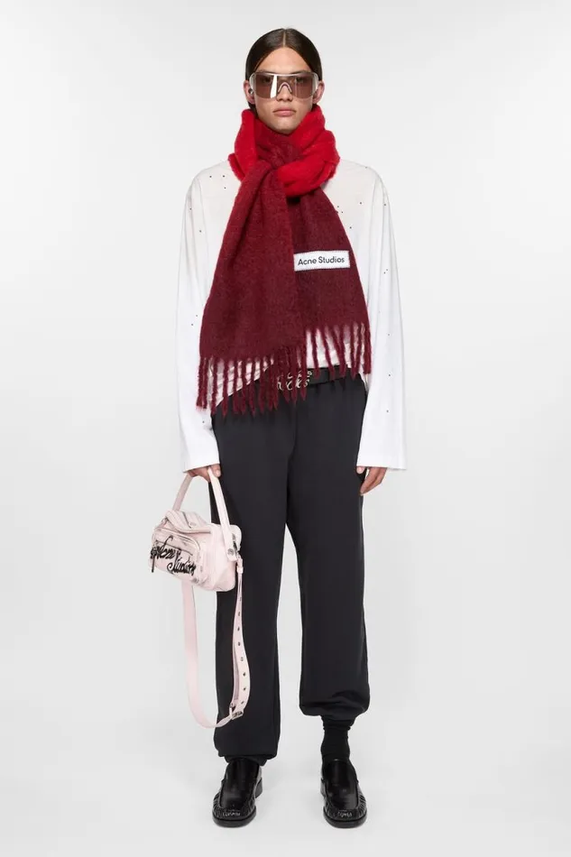Acne Studios Mohair Dip Dye Scarf Red Man Scarves