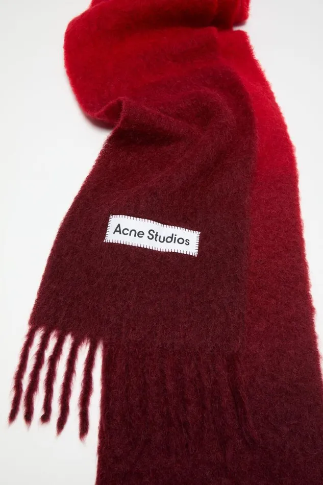 Acne Studios Mohair Dip Dye Scarf Red Man Scarves