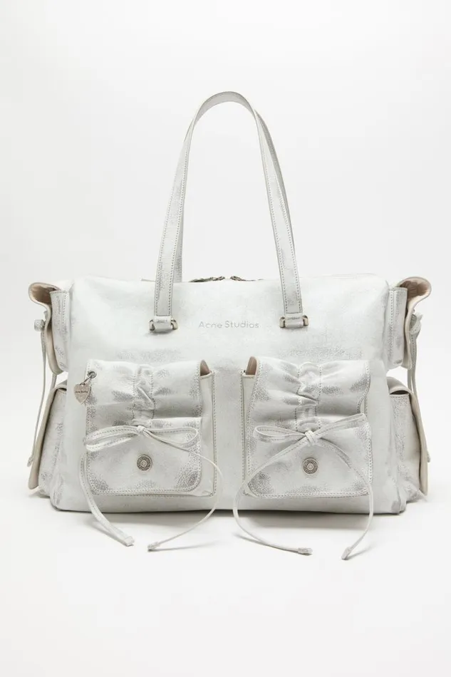 Acne Studios Multipocket Tote Bag Whitegrey Man Bags