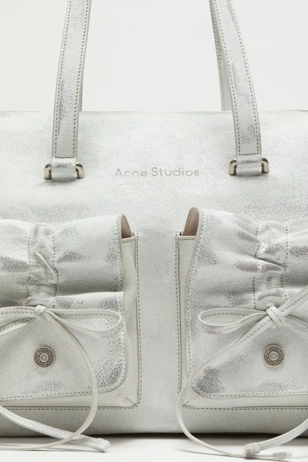 Acne Studios Multipocket Tote Bag Whitegrey Man Bags