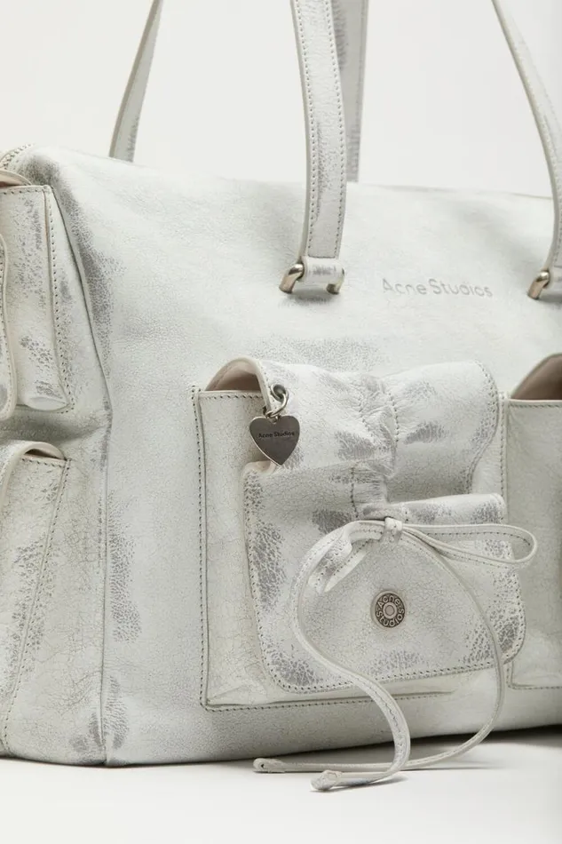 Acne Studios Multipocket Tote Bag Whitegrey Man Bags