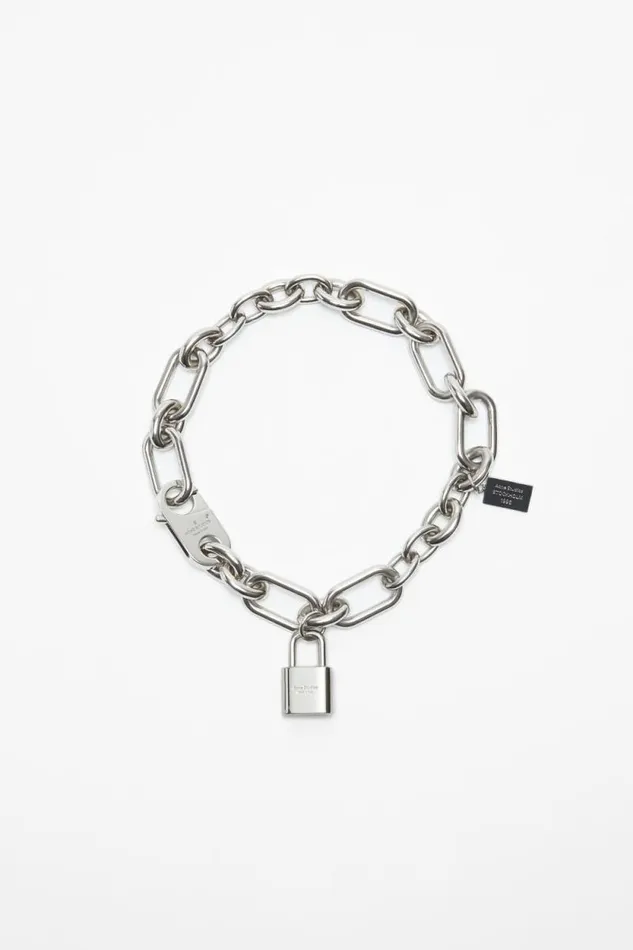 Acne Studios Padlock Chain Necklace Silver Man Jewellery
