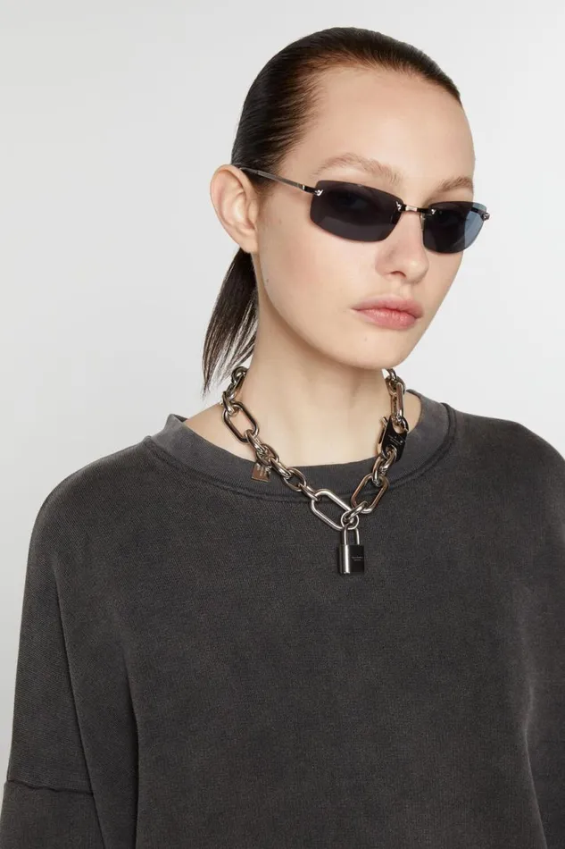 Acne Studios Padlock Chain Necklace Silver Man Jewellery