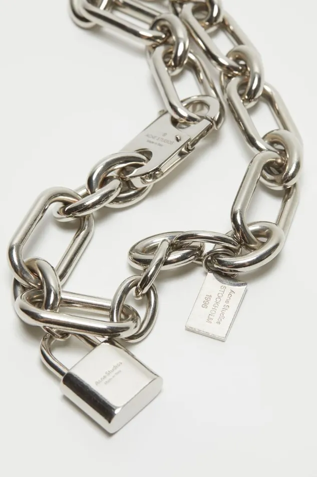 Acne Studios Padlock Chain Necklace Silver Man Jewellery