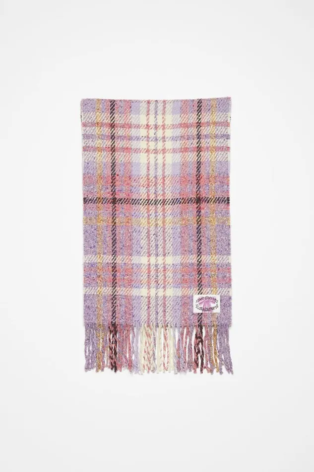 Acne Studios Plaid Fringe Scarf Violet Purple Woman Scarves