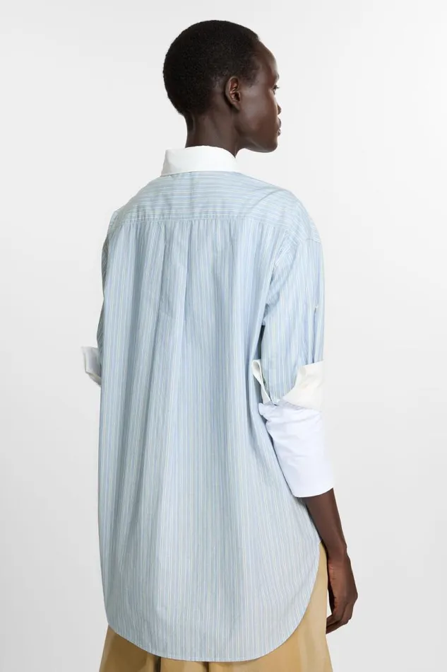 Acne Studios Short Sleeve Shirt Bluewhite Woman Shirts and Blouses