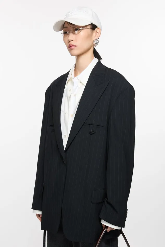 Acne Studios Singlebreasted Suit Jacket Navy Blue Woman Suit Jackets